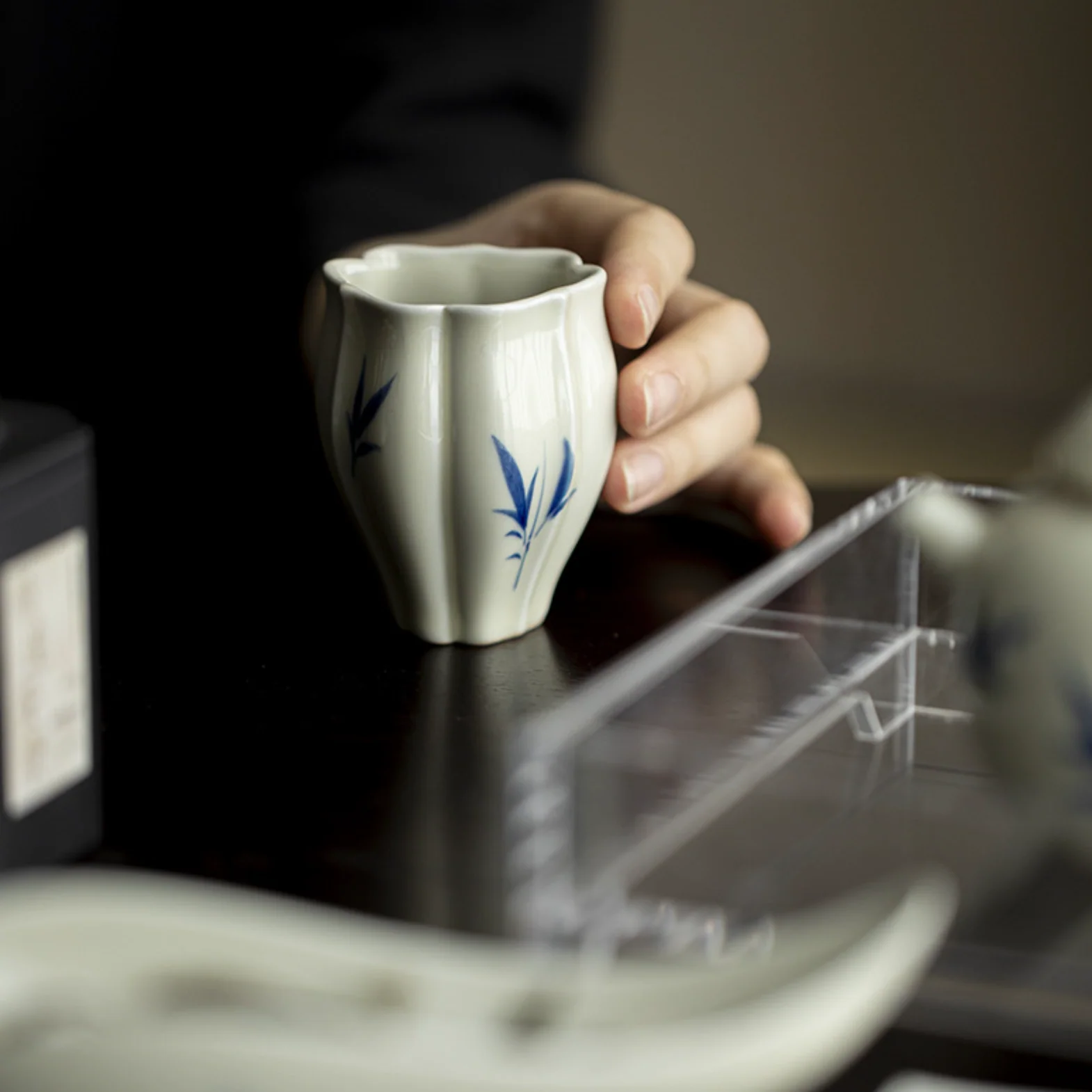 Qing Hua Bamboo Flower Mouth Tea Cup - Image 6
