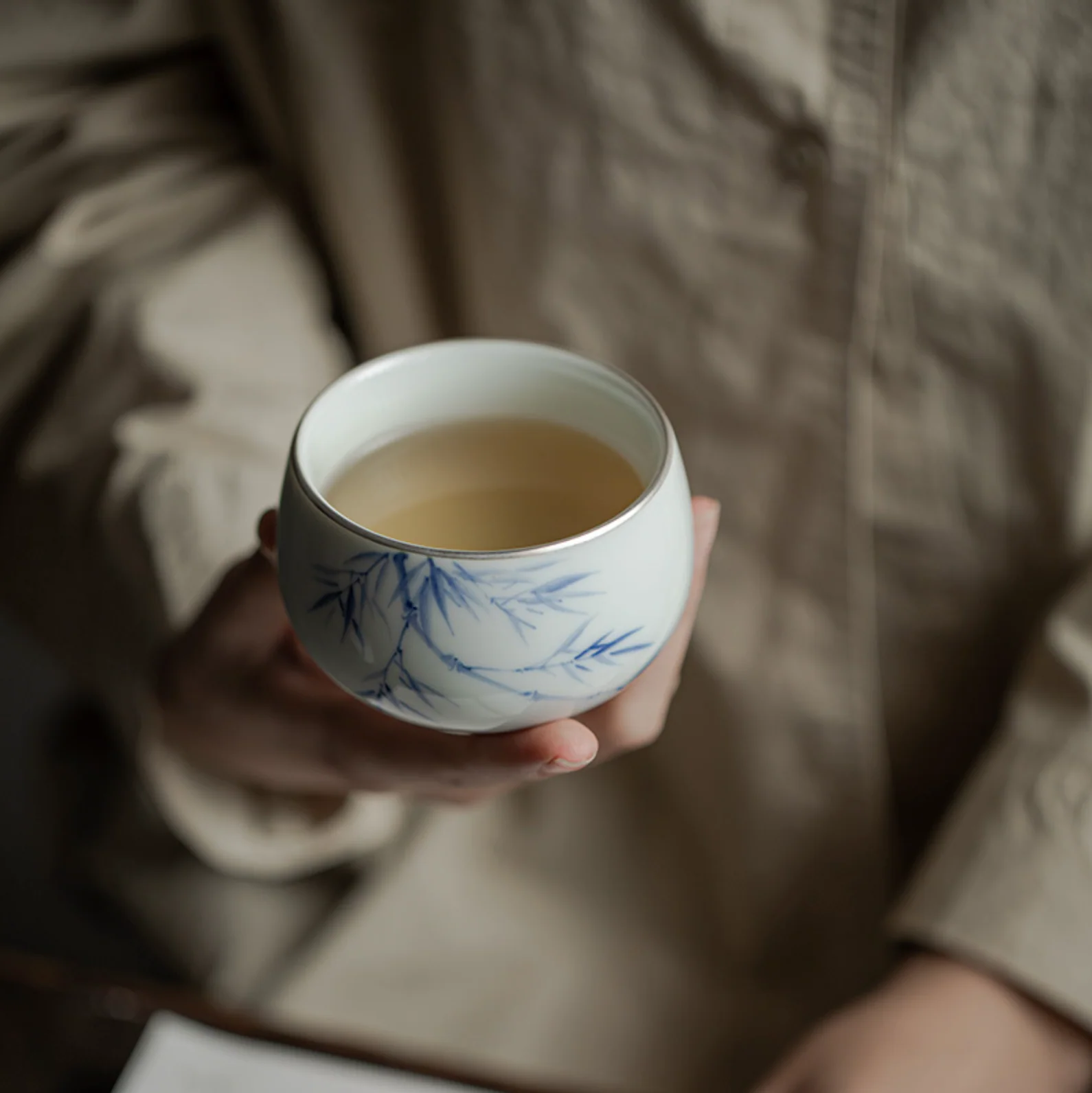 Qing Hua Bamboo Round Tea Cup - Image 5