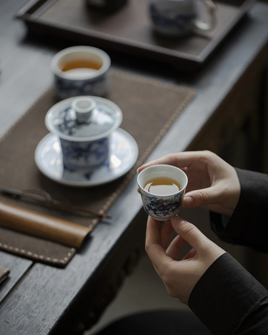 Qing Hua Dragon Sancai Tea Set - Image 10