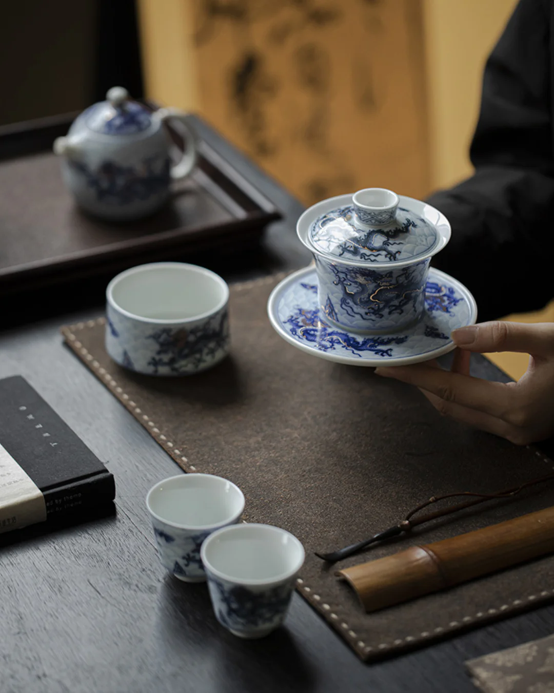 Qing Hua Dragon Sancai Tea Set - Image 14