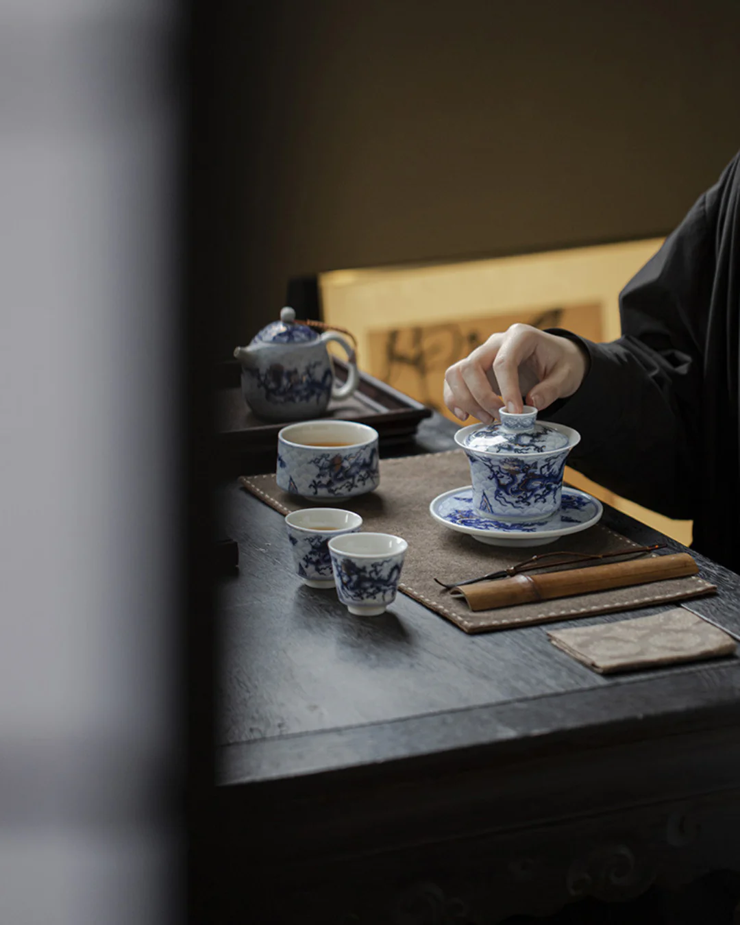 Qing Hua Dragon Sancai Tea Set - Image 15
