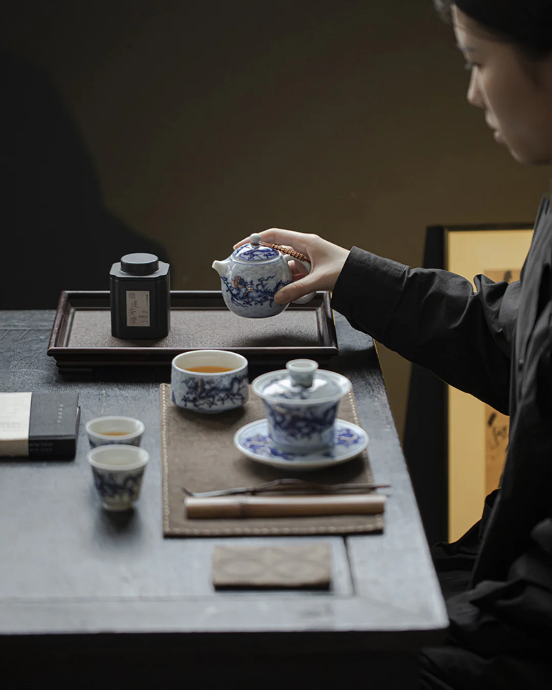 Qing Hua Dragon Sancai Tea Set - Image 17