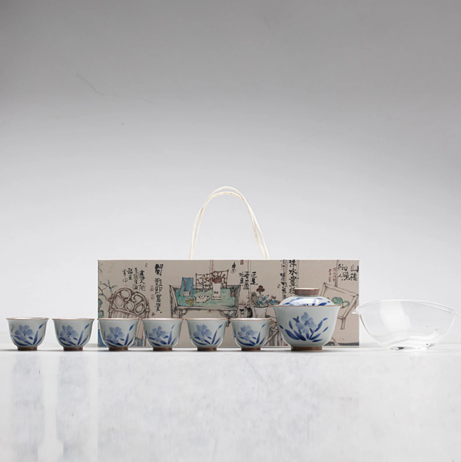 Qing Hua Lily Tea Set - Image 6