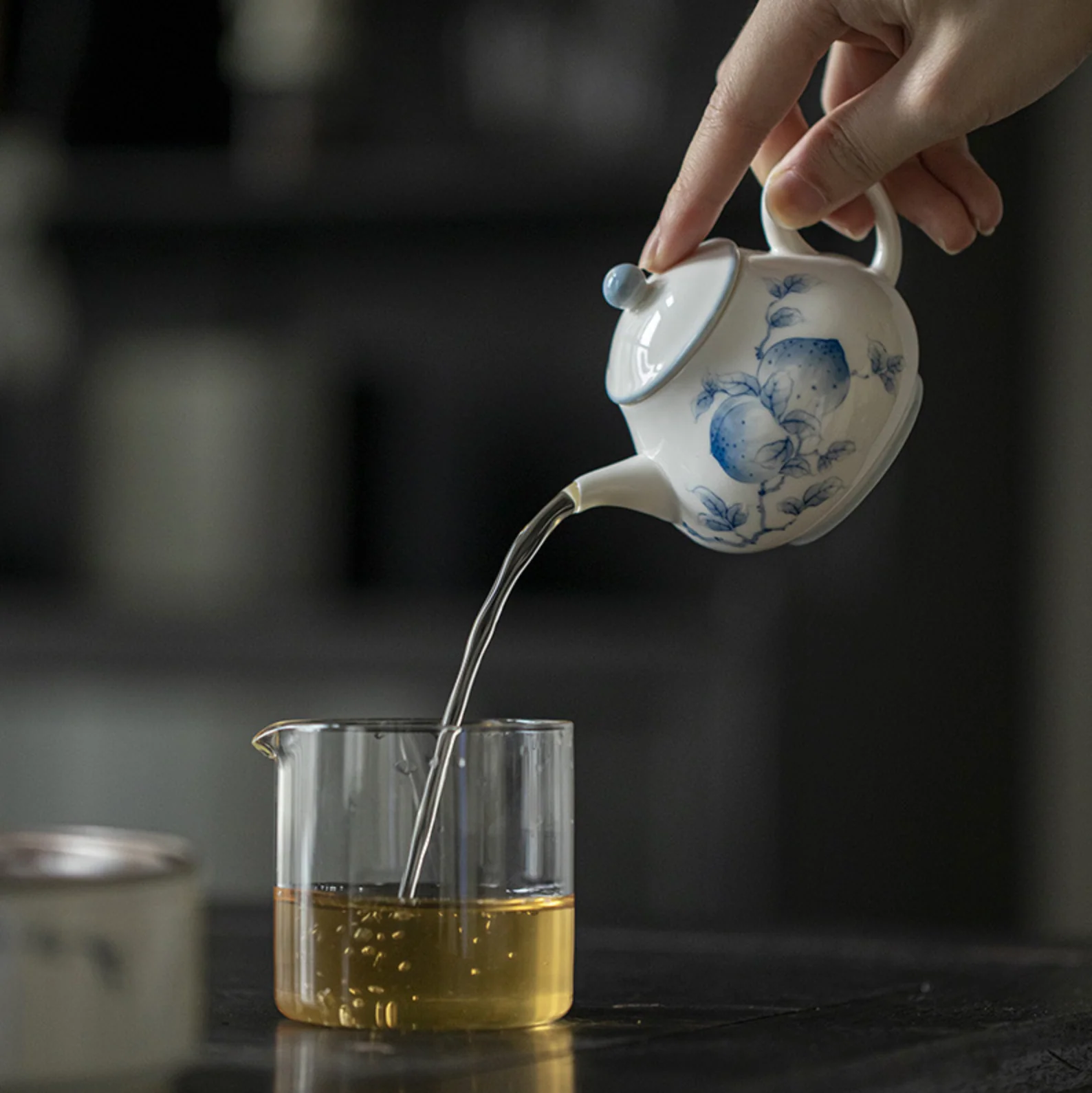 Qing Hua Longevity Peach Round Teapot - Image 4