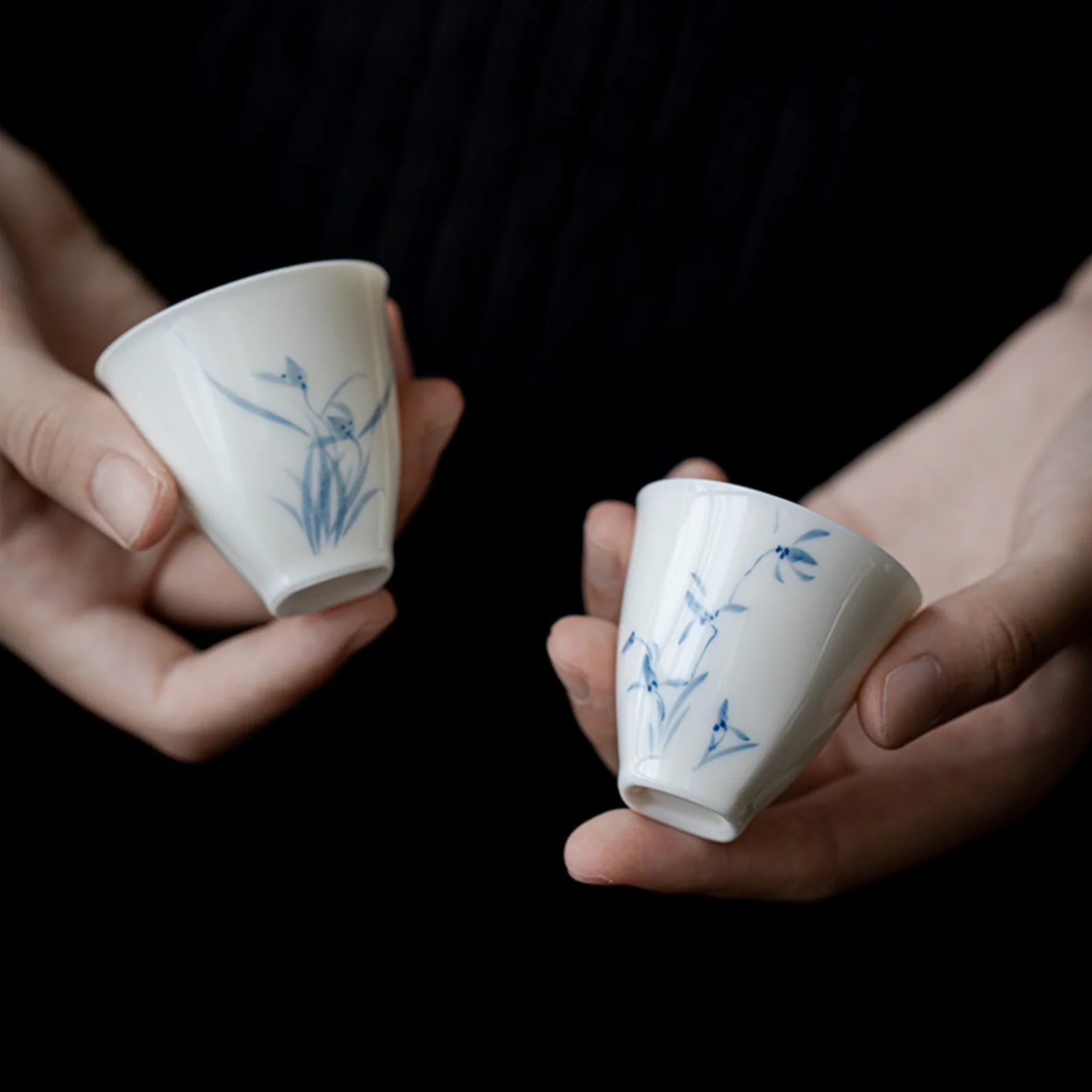 Qing Hua Orchid & Magnolia Tea Cups - Image 2