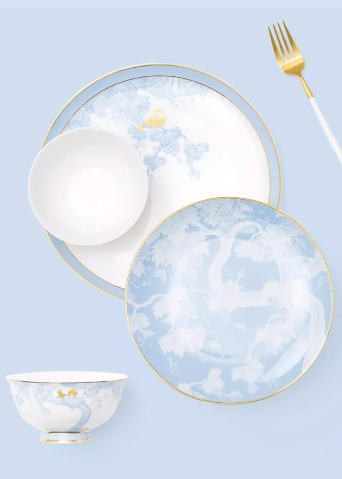 Qing Hua Pine and Grape Dinnerware Gift Set - Image 6