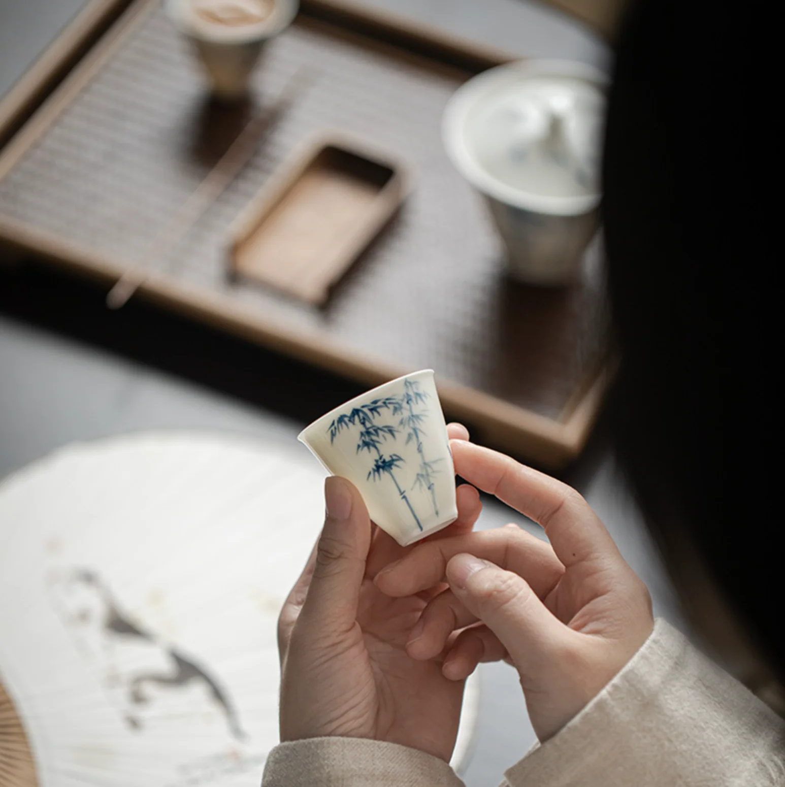 Qing Hua Youfang Porcelain Tea Cups - Image 9