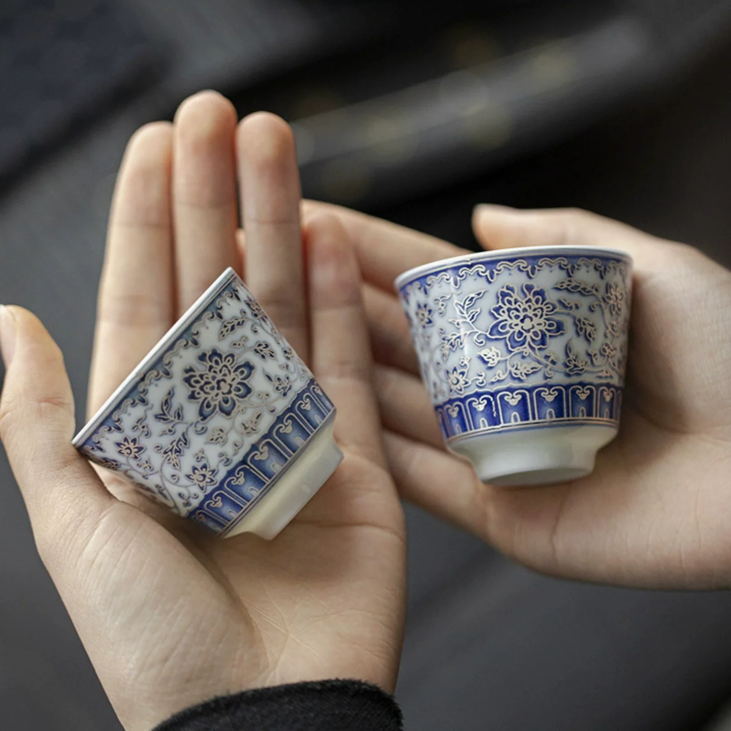 Qing Hua Lotus Vines Tea Cup - Image 4