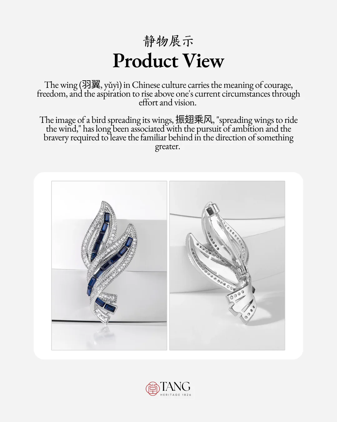 Sapphire Angel Wing Brooch - Image 8