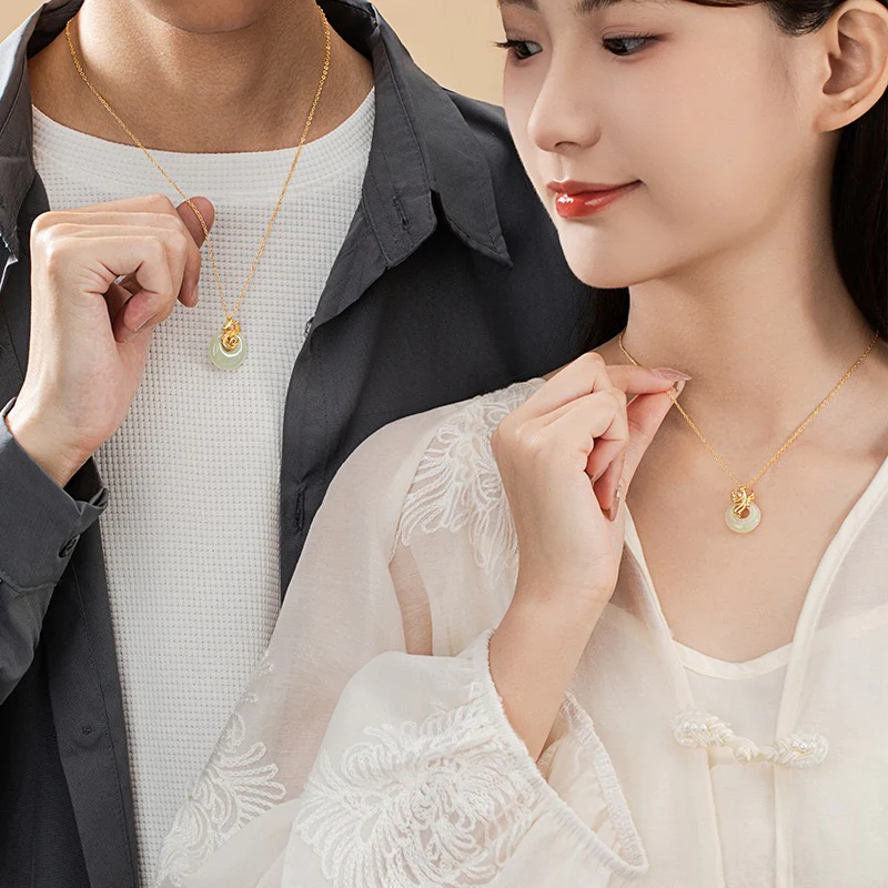 Sovereign Dragon & Phoenix Hetian Jade Necklace - Image 2