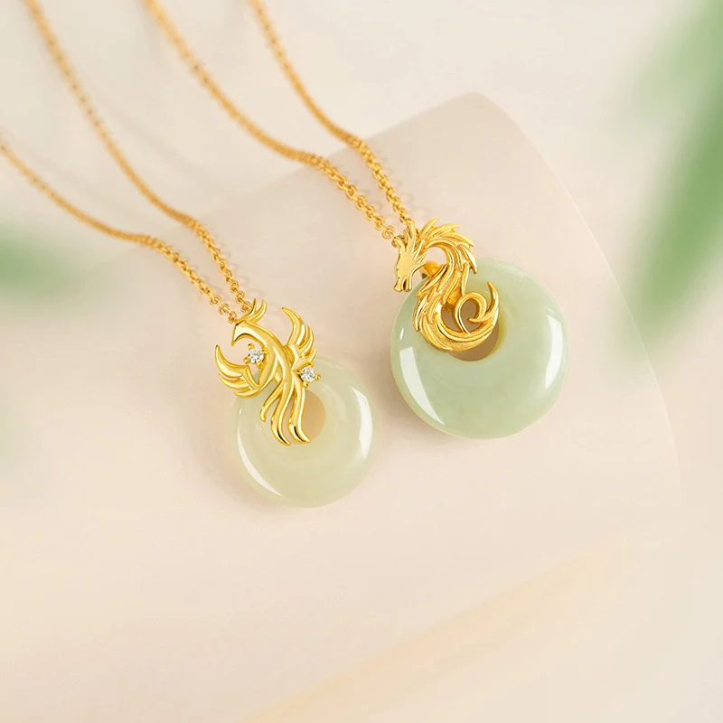 Sovereign Dragon & Phoenix Hetian Jade Necklace - Image 3