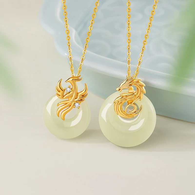 Sovereign Dragon & Phoenix Hetian Jade Necklace - Image 4