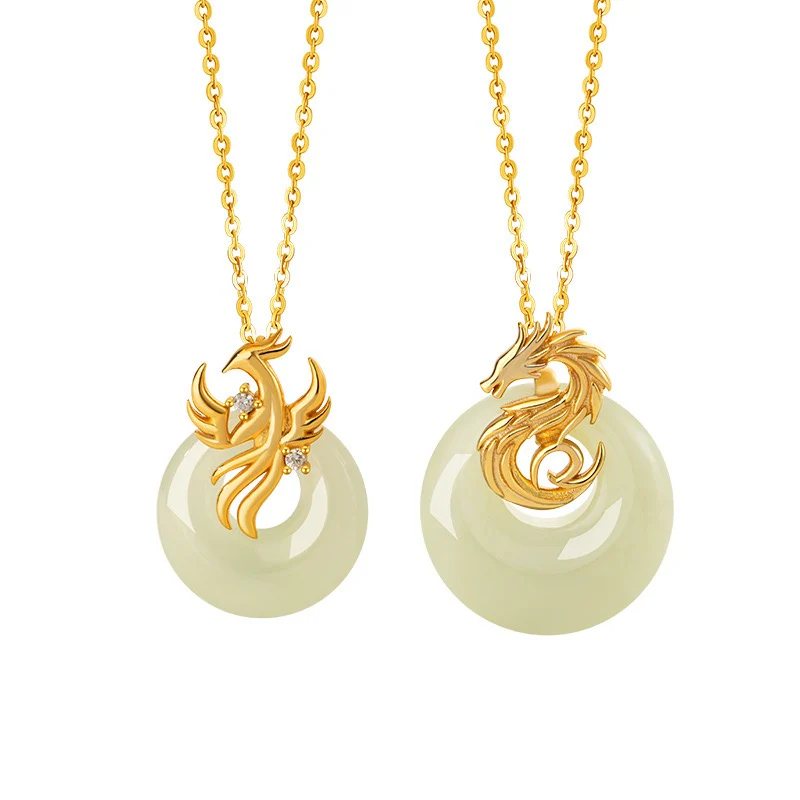 Sovereign Dragon & Phoenix Hetian Jade Necklace - Image 7