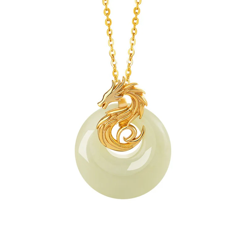 Sovereign Dragon & Phoenix Hetian Jade Necklace - Image 8