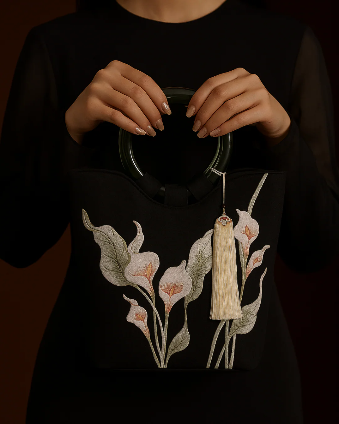 Tang Bloom Trumpet Lily Top-Handle Bag - Image 4