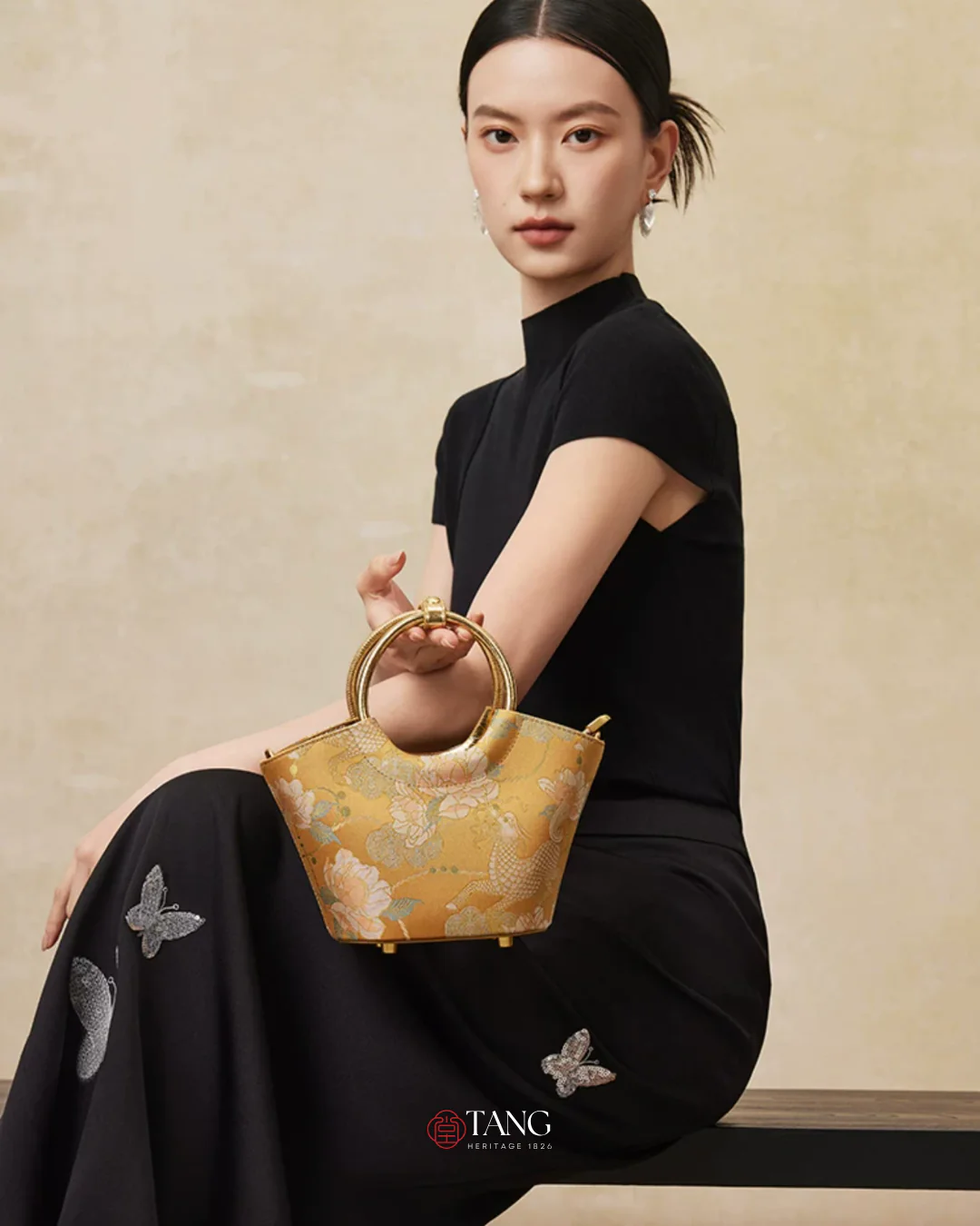 Tang Gold 15 Qilin Peony Song Brocade Basket Bag - Image 11