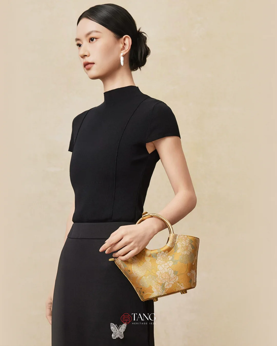 Tang Gold 15 Qilin Peony Song Brocade Basket Bag - Image 12
