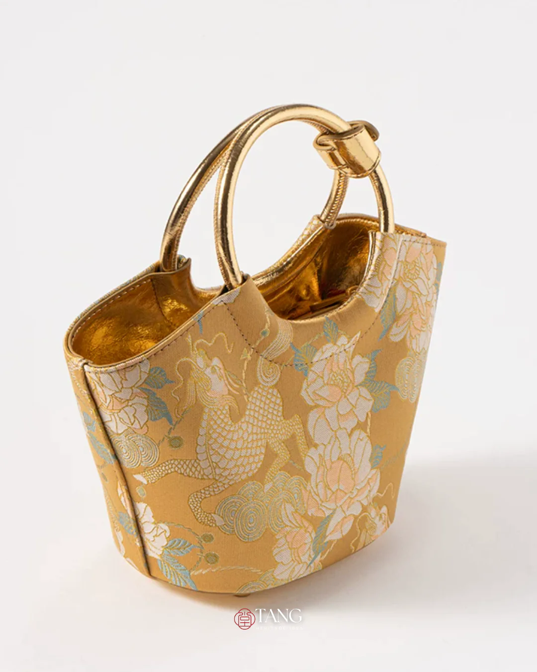 Tang Gold 15 Qilin Peony Song Brocade Basket Bag - Image 14