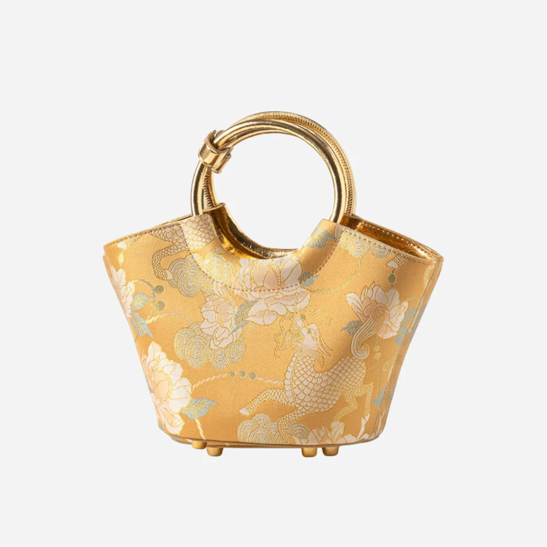 Tang Gold 15 Qilin Peony Song Brocade Basket Bag - Image 15