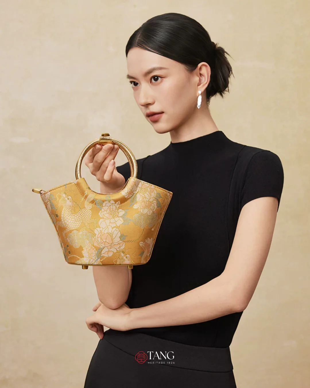 Tang Gold 15 Qilin Peony Song Brocade Basket Bag - Image 2
