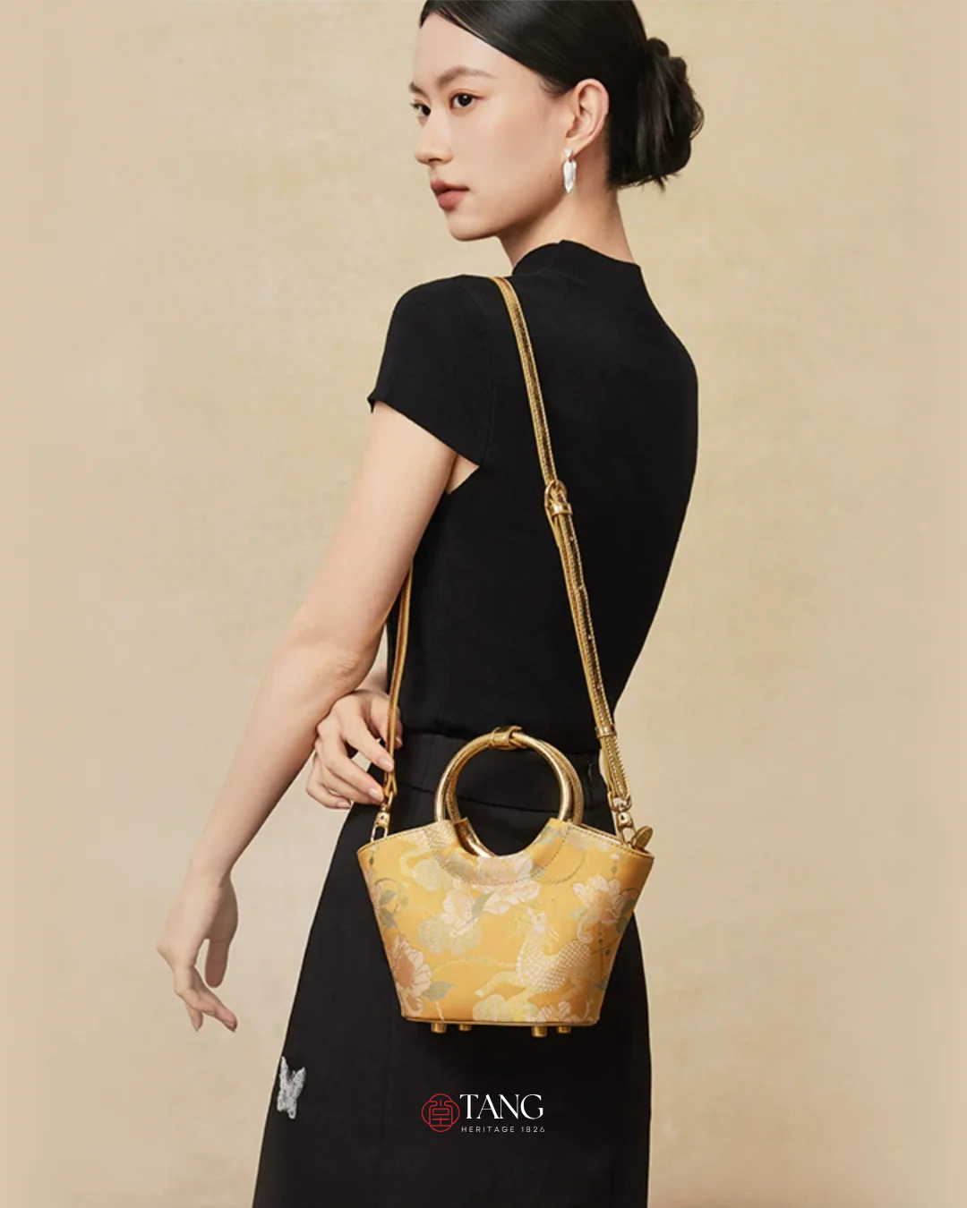 Tang Gold 15 Qilin Peony Song Brocade Basket Bag - Image 9