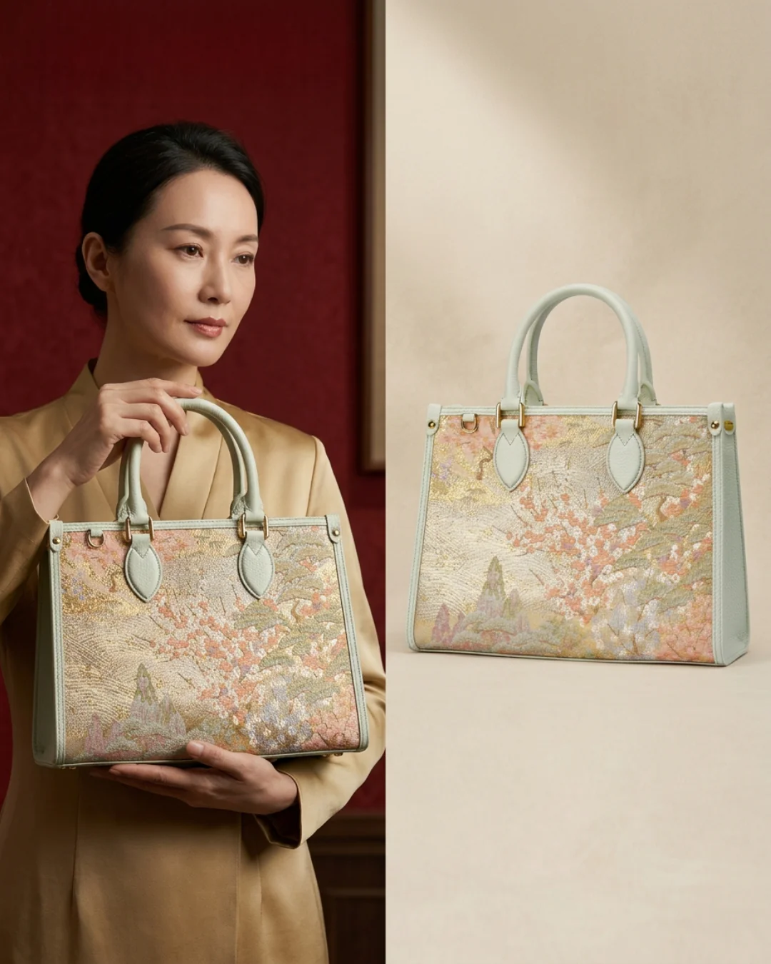 Tang Gold 28 Landscape Nishijin Brocade Tote (Special Invitation Only) - Image 18