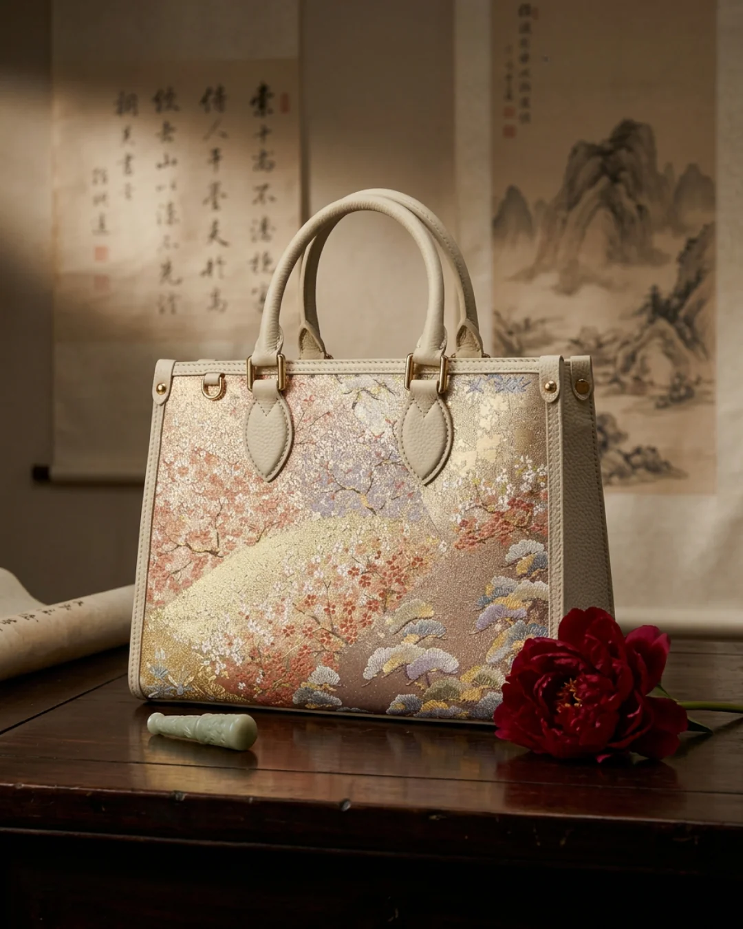 Tang Gold 28 Landscape Nishijin Brocade Tote (Special Invitation Only) - Image 19