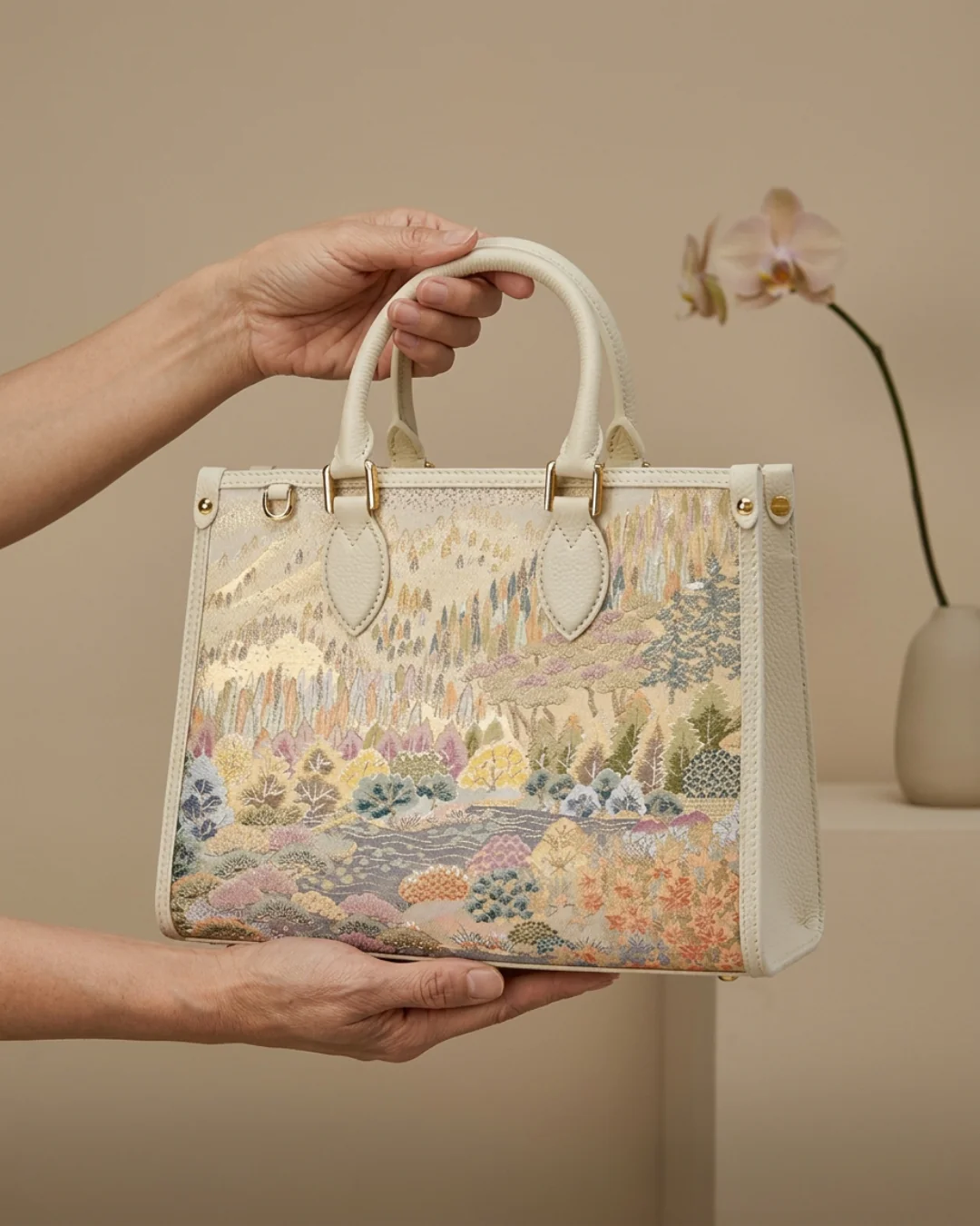 Tang Gold 28 Landscape Nishijin Brocade Tote (Special Invitation Only) - Image 22
