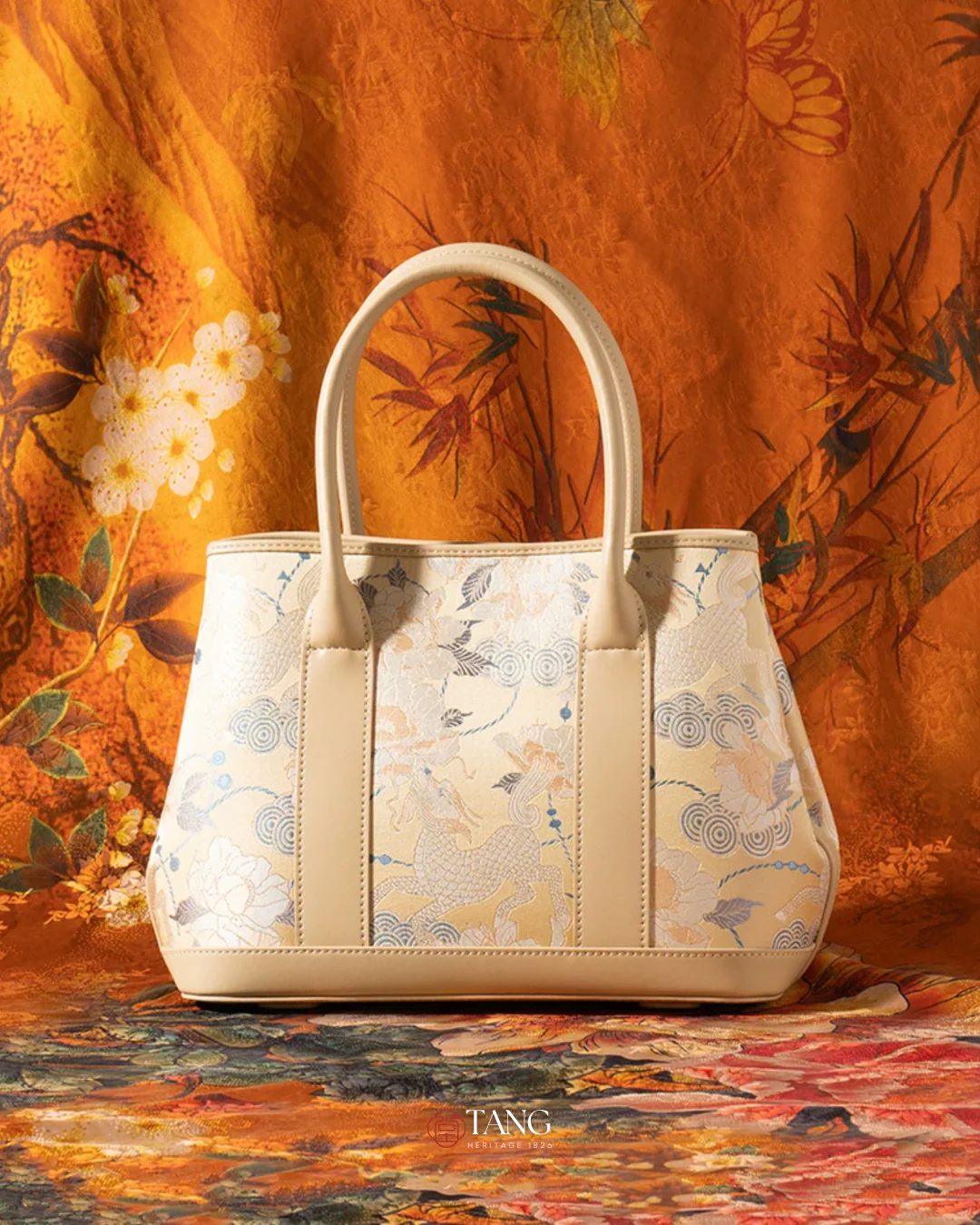 Tang Gold 30 Qilin Peony Song Brocade Tote - Image 12