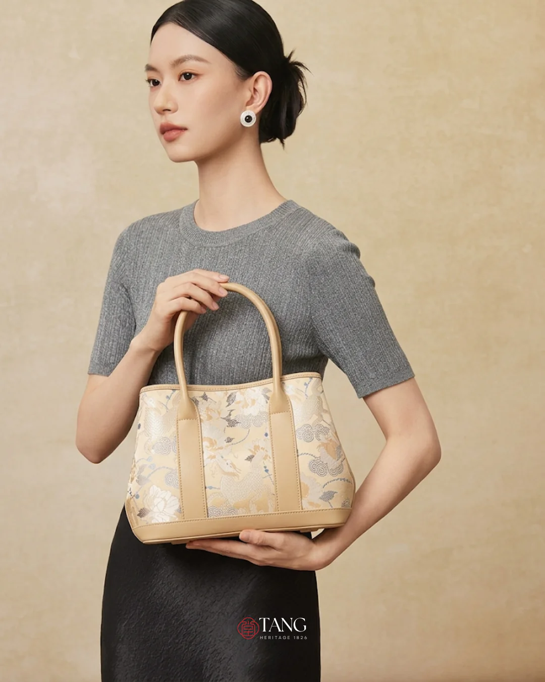 Tang Gold 30 Qilin Peony Song Brocade Tote - Image 2