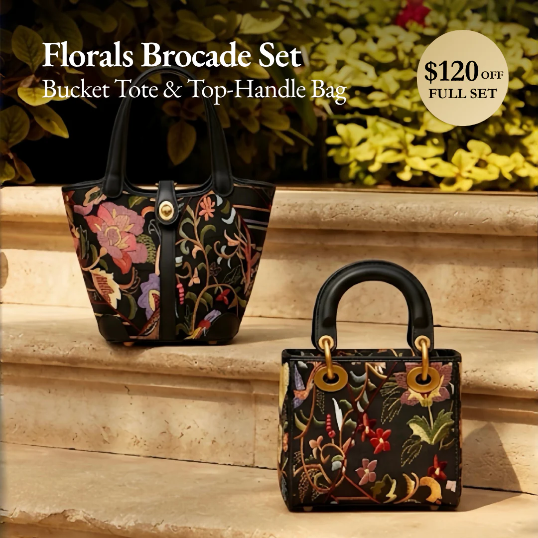 Tang Red 17 Embroidered Spring Florals Brocade Bag - Image 14