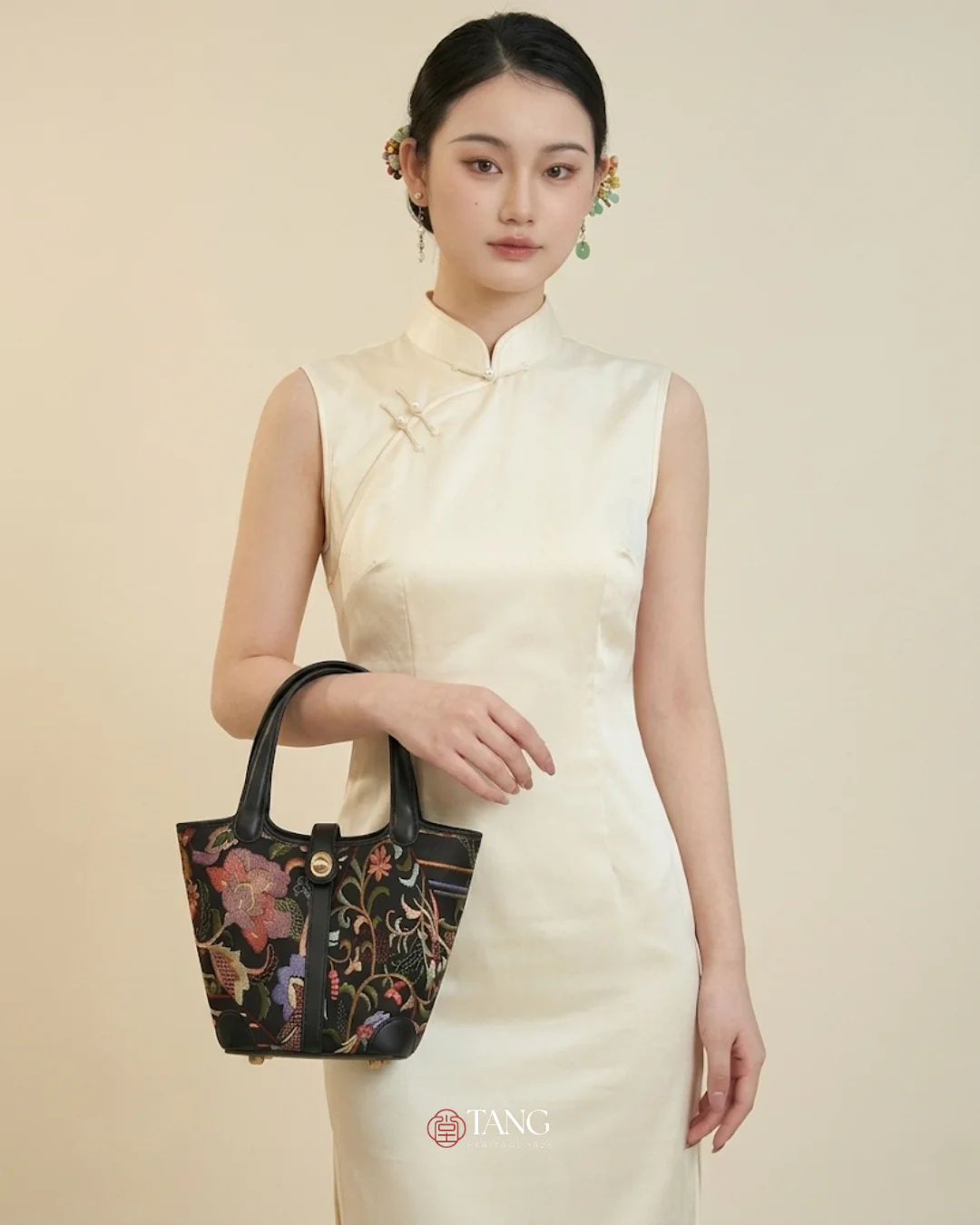 Tang Red 17 Embroidered Spring Florals Brocade Bag - Image 8