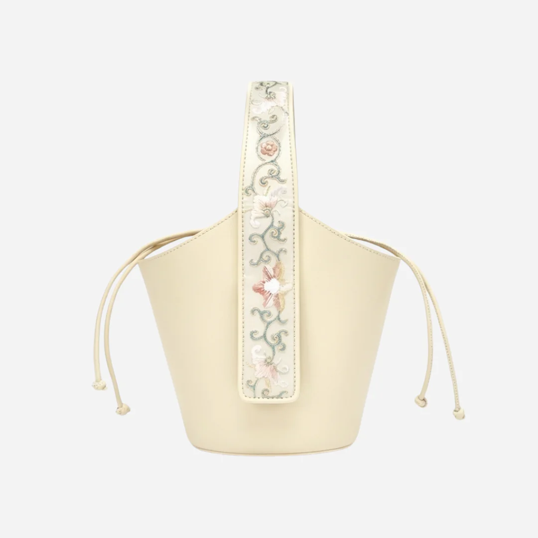 Tang Red 20 Embroidered Ten-Thousand Vines Bucket Tote - Image 15