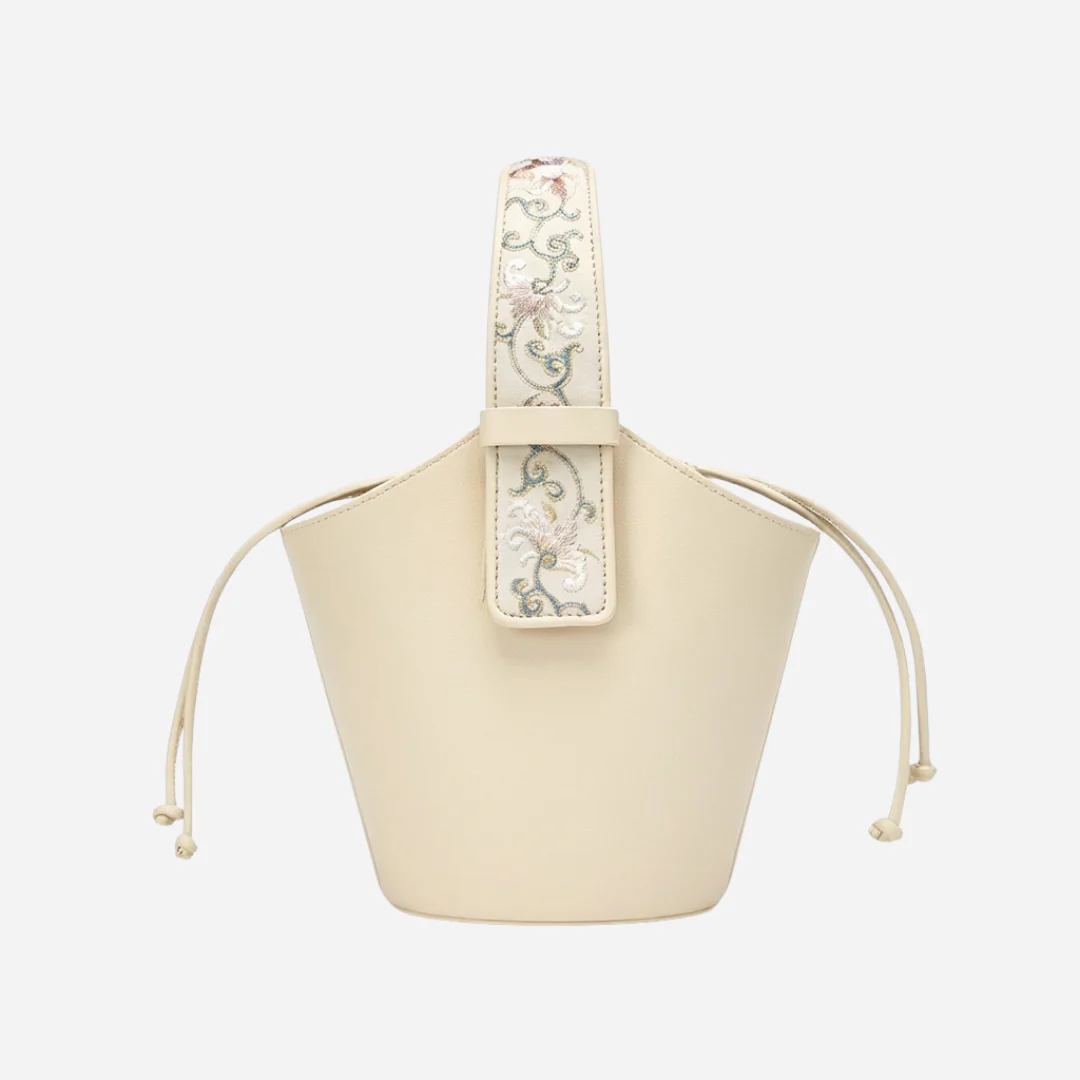 Tang Red 20 Embroidered Ten-Thousand Vines Bucket Tote - Image 9