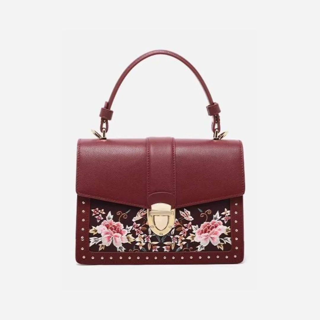 Tang Red 22 Embroidered Peony Garden Crossbody Bag