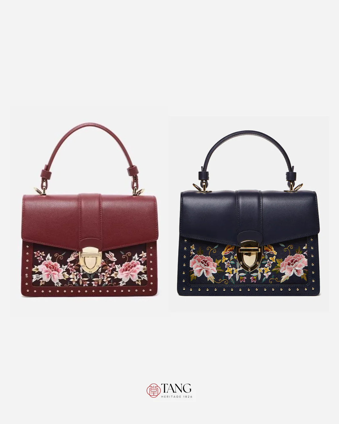 Tang Red 22 Embroidered Peony Garden Crossbody Bag - Image 14