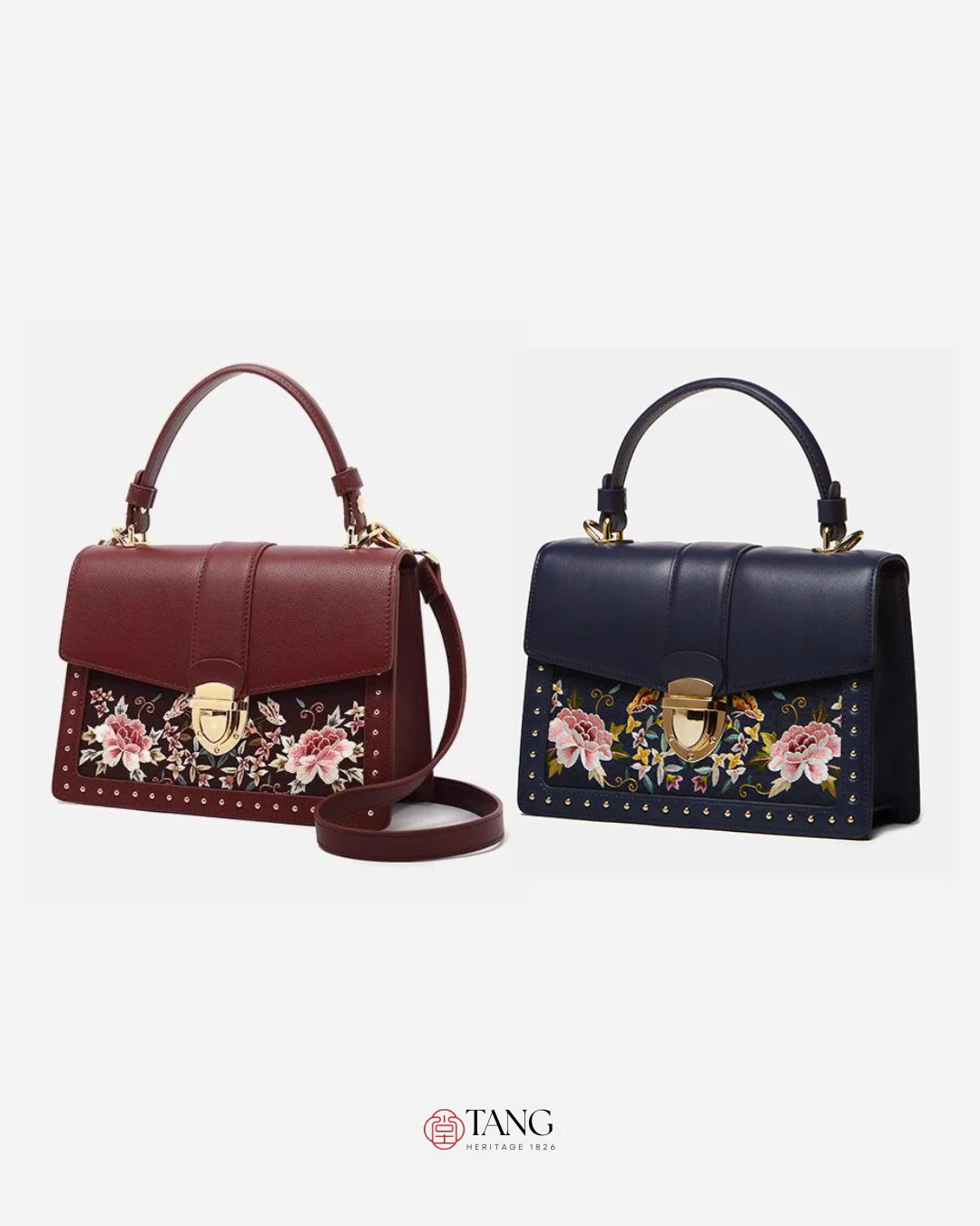 Tang Red 22 Embroidered Peony Garden Crossbody Bag - Image 16