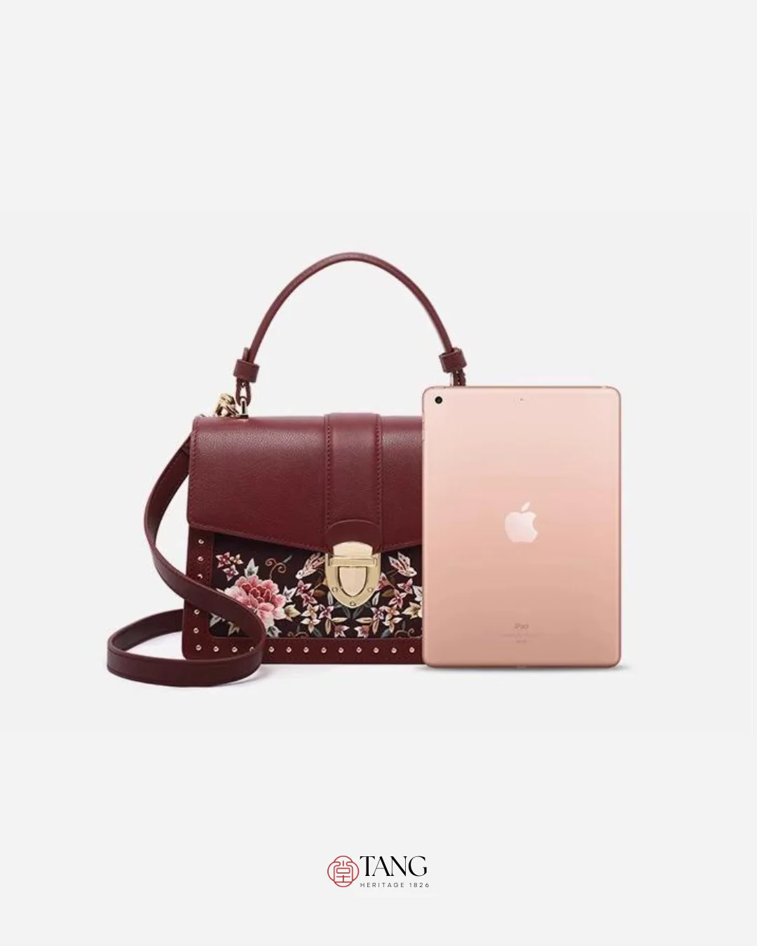 Tang Red 22 Embroidered Peony Garden Crossbody Bag - Image 21