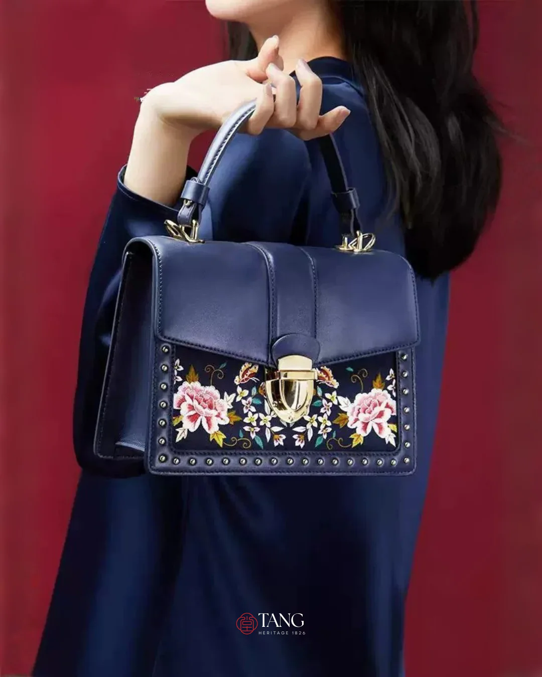 Tang Red 22 Embroidered Peony Garden Crossbody Bag - Image 6