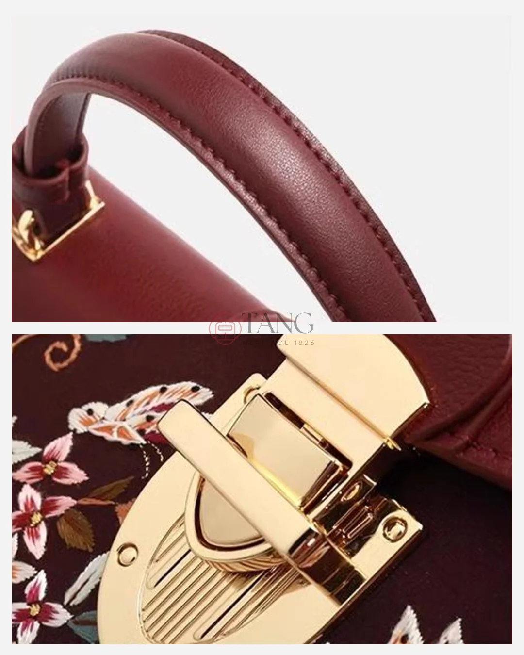 Tang Red 22 Embroidered Peony Garden Crossbody Bag - Image 9