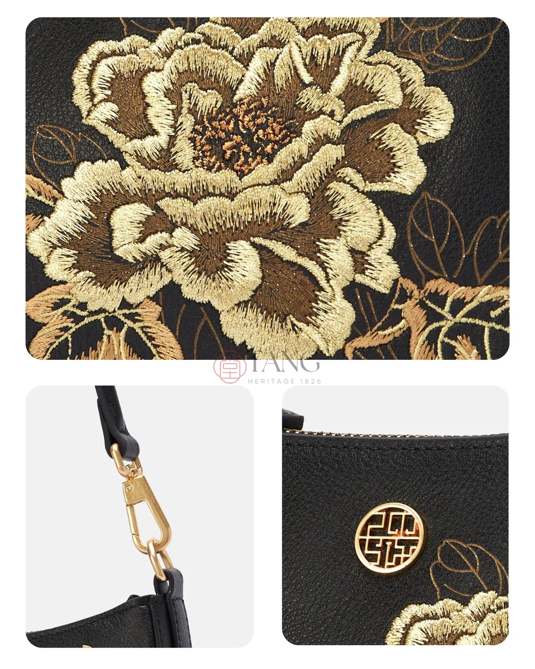 Tang Red 24 Embroidered Queen Peony Shoulder Bag - Image 13