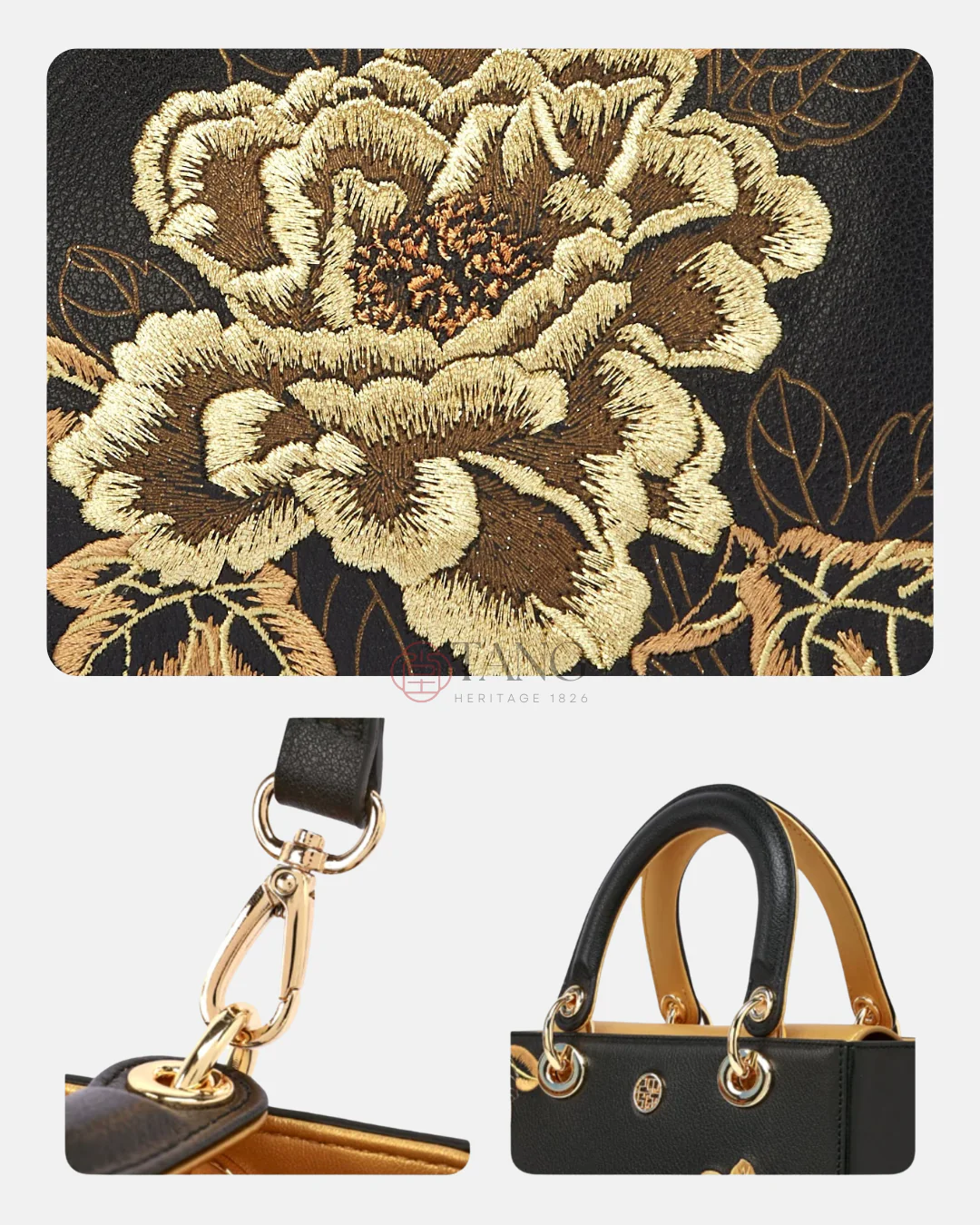 Tang Red 24 Embroidered Queen Peony Shoulder Bag - Image 26