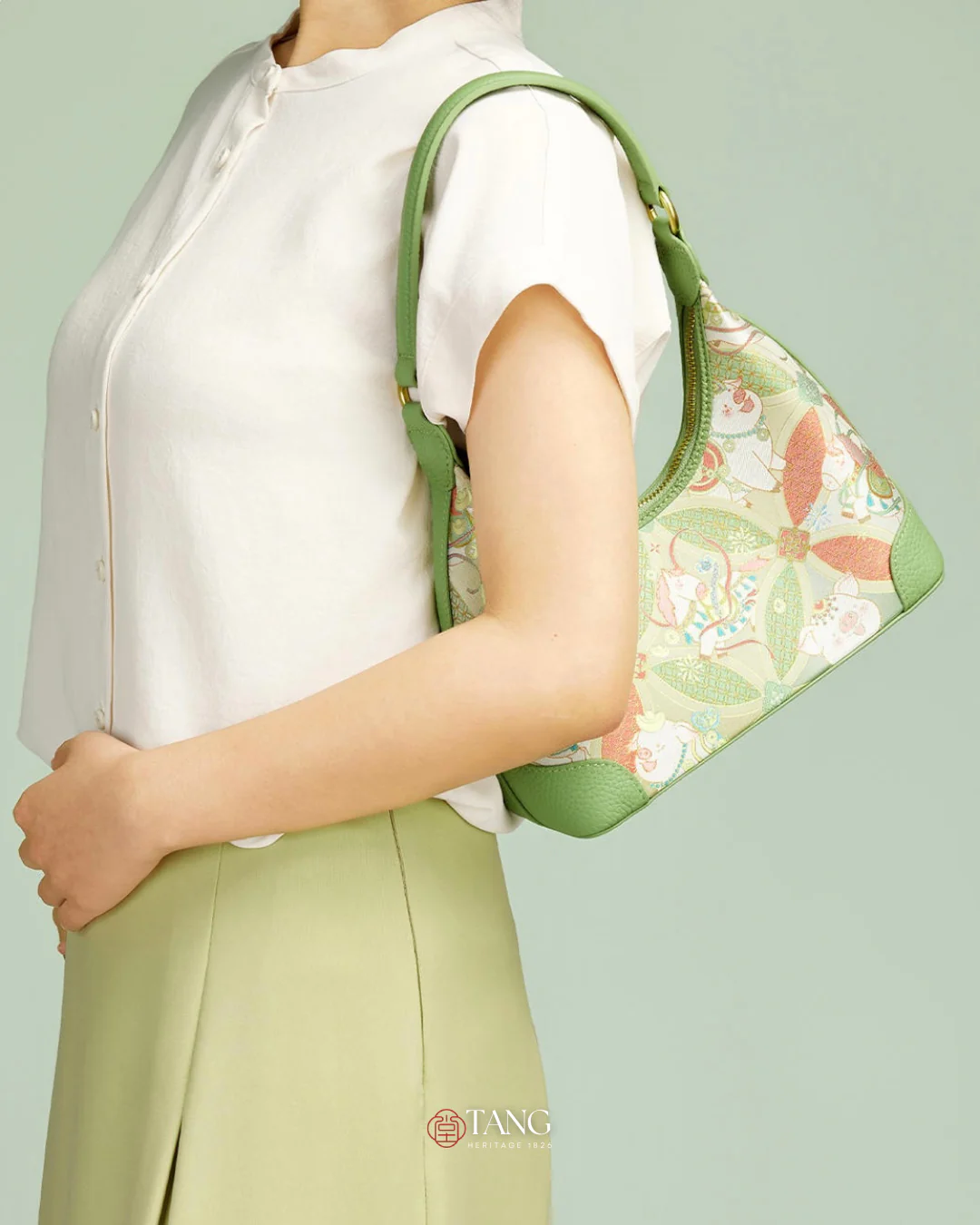 Tang Red 24 Silk Persimmon Brocade Shoulder Bag - Image 18