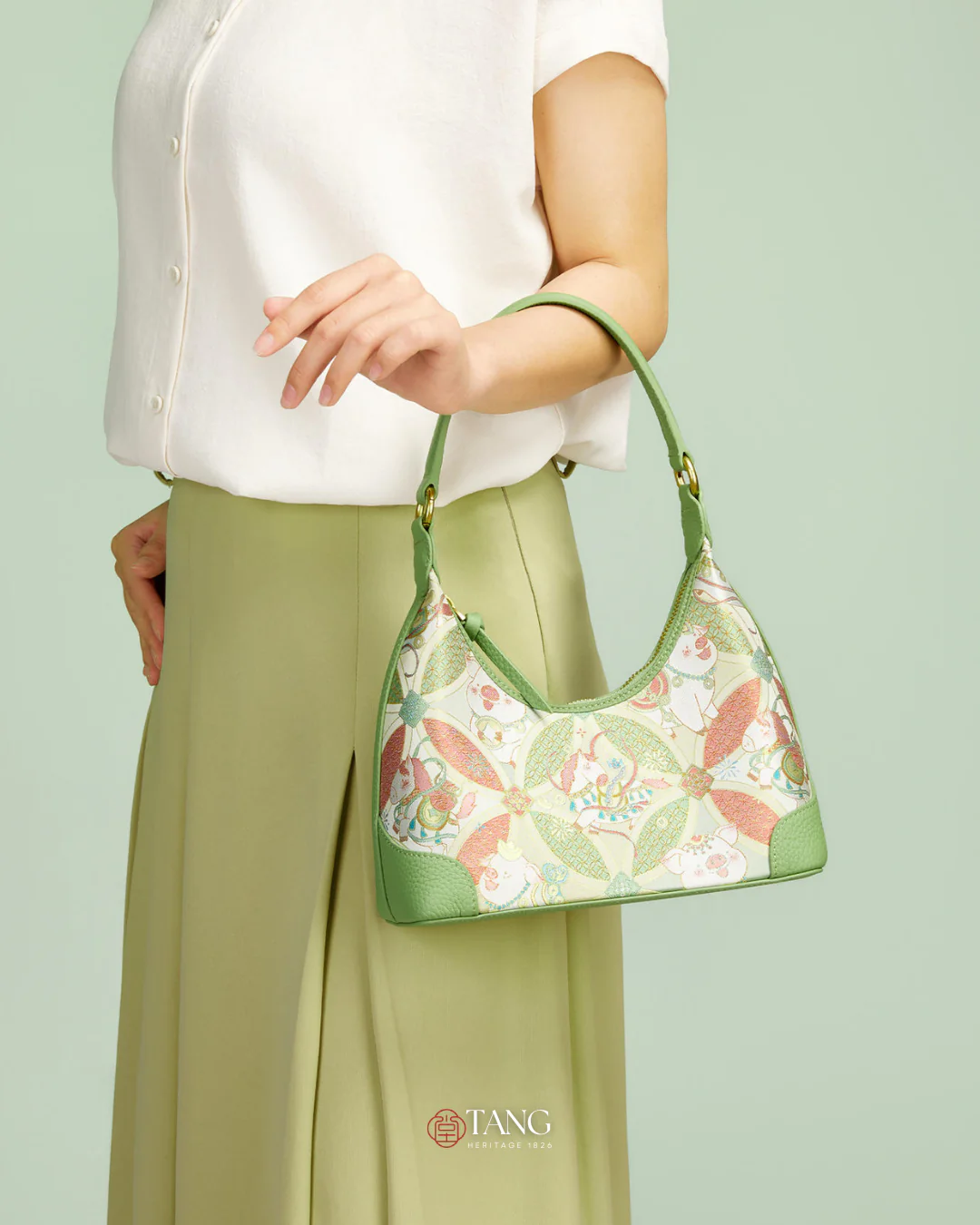 Tang Red 24 Silk Persimmon Brocade Shoulder Bag - Image 19