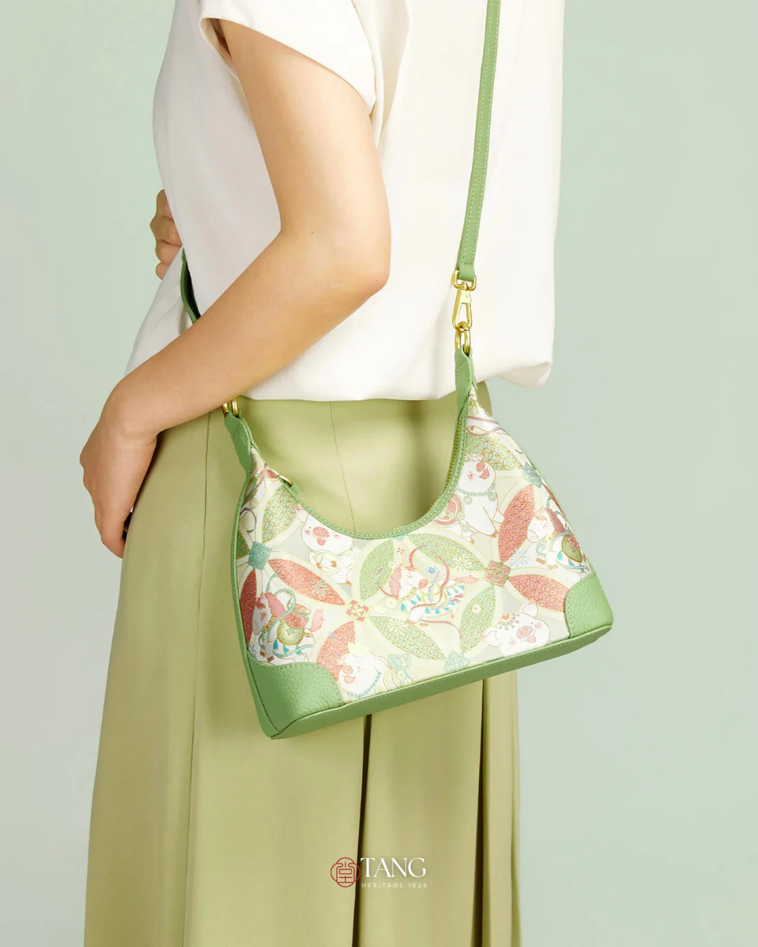 Tang Red 24 Silk Persimmon Brocade Shoulder Bag - Image 20