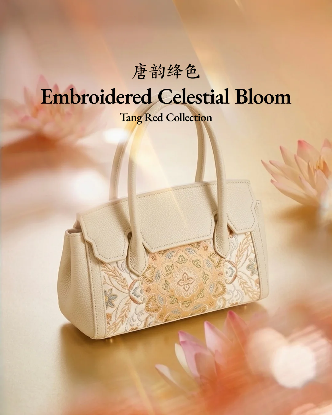 Tang Red 25 Embroidered Celestial Bloom Tote - Image 2