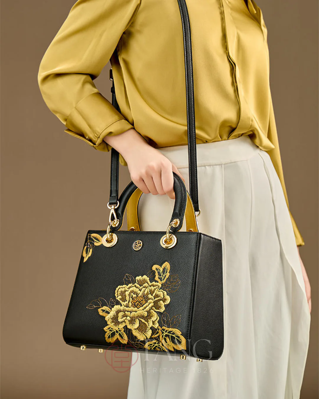 Tang Red 25 Embroidered Queen Peony Tote - Image 10