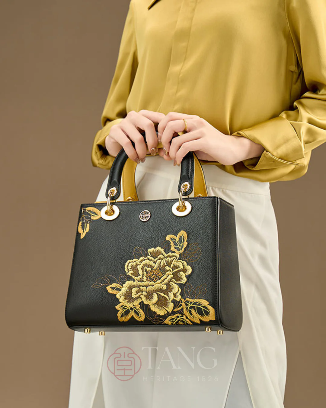 Tang Red 25 Embroidered Queen Peony Tote - Image 12
