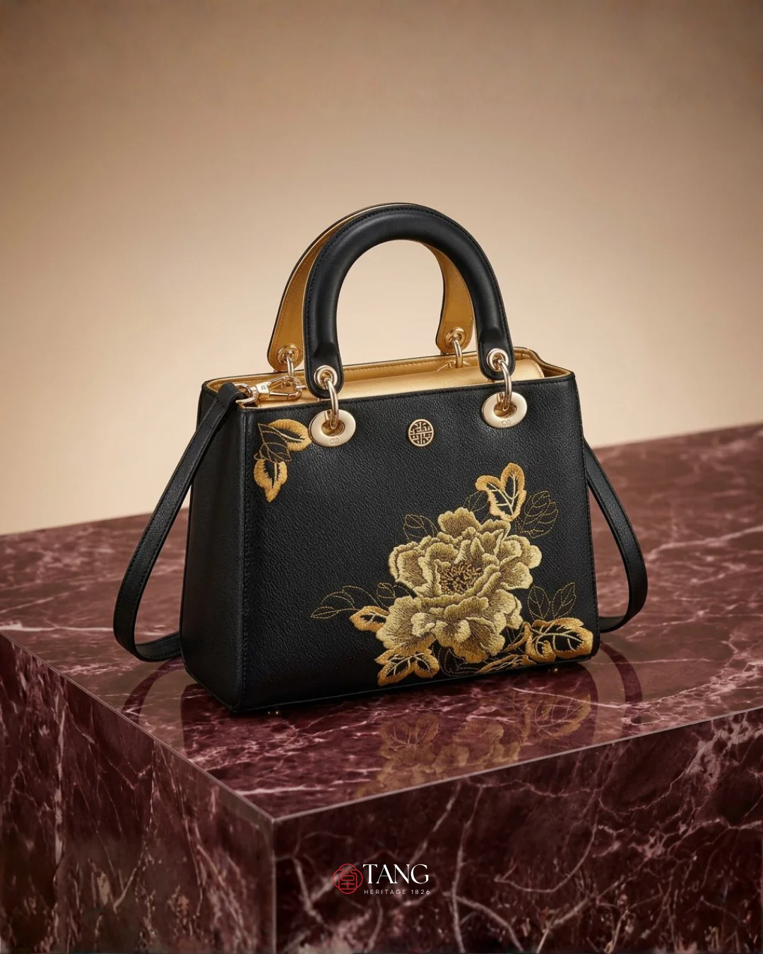 Tang Red 25 Embroidered Queen Peony Tote - Image 6