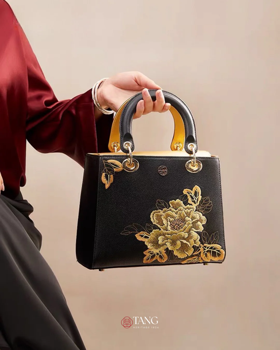 Tang Red 25 Embroidered Queen Peony Tote - Image 8